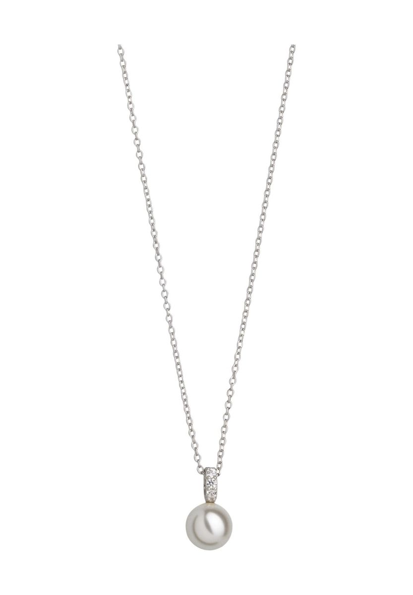 Elegante Perlenhalskette mit Zirkonia-Steinen