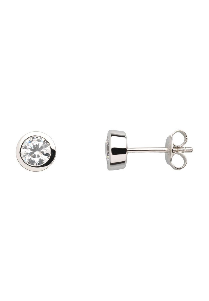 Klassische Zirkonia-Ohrstecker mit Zargenfassung
