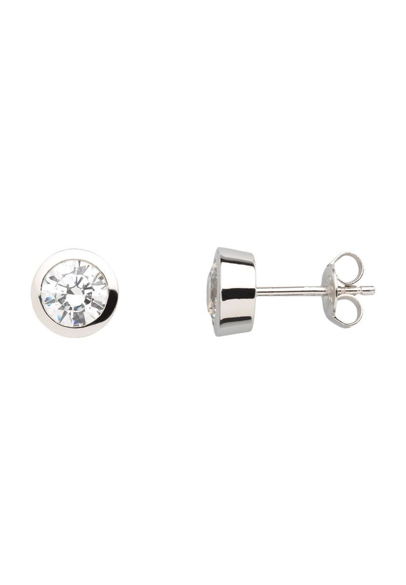 Minimalistische Silberne Zirkonia Ohrstecker