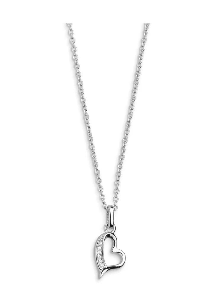 Asymmetrische Herz-Halskette mit Zirkonia