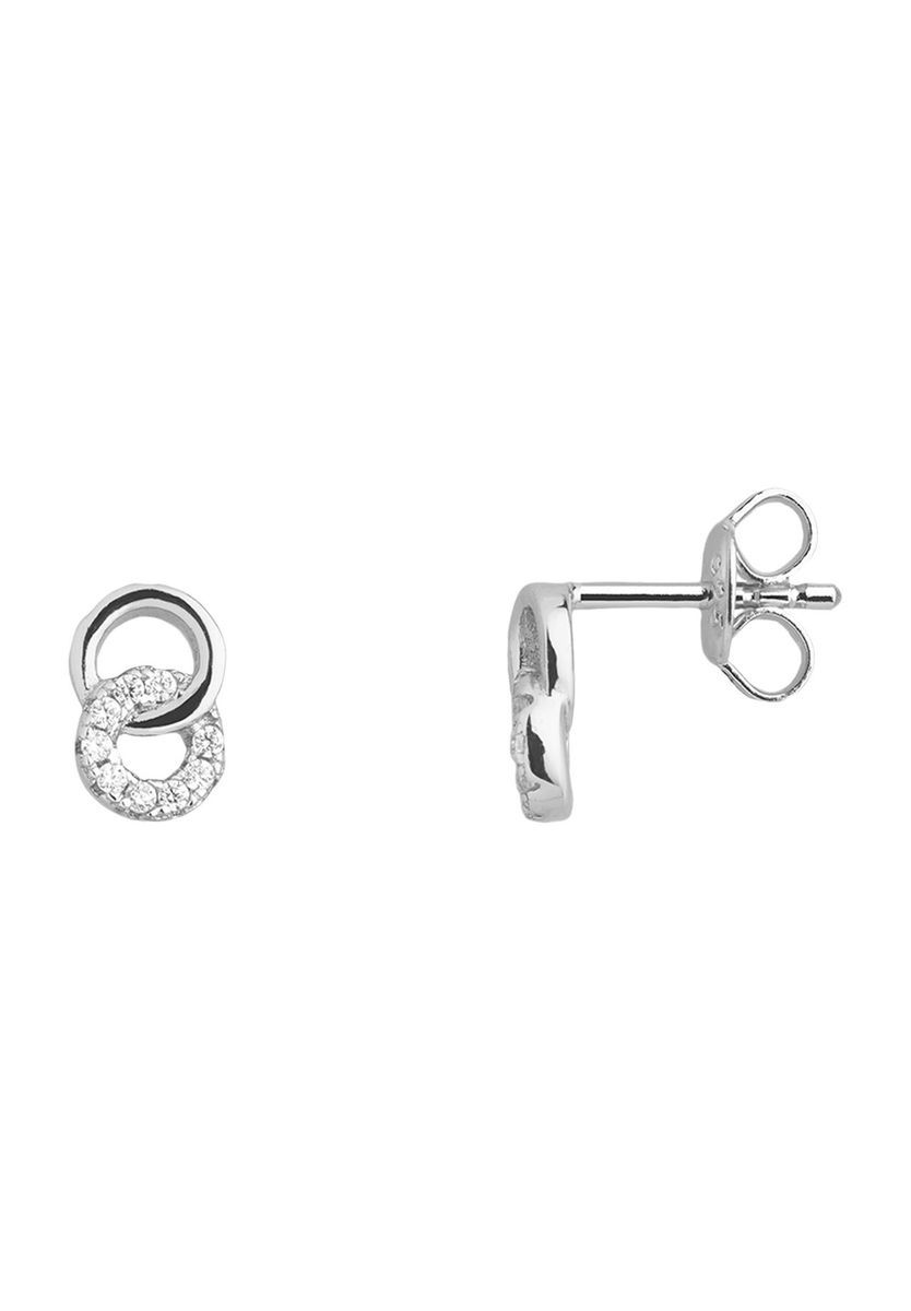 Ineinandergreifende Ring-Ohrstecker mit Zirkonia
