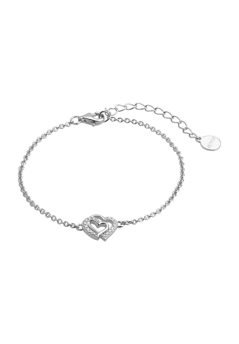 Zartes Armband mit Doppelherz und Zirkonia