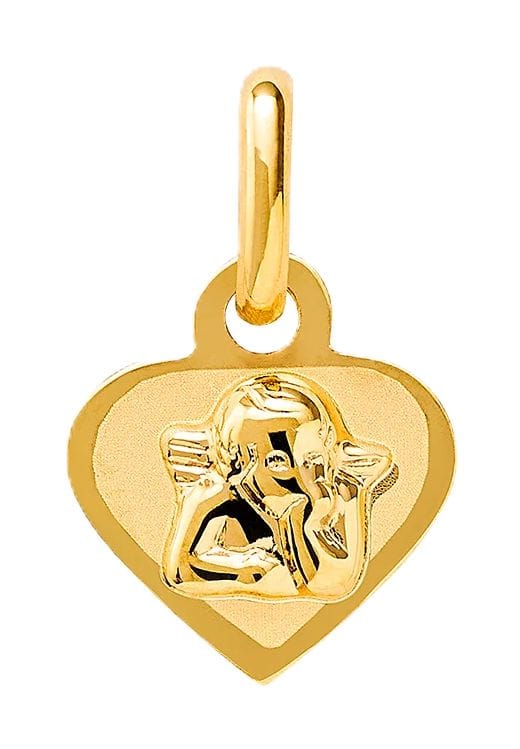 Herzförmiger Engel-Anhänger aus Gold