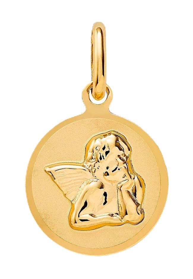 Goldener Medaillon-Anhänger mit Schutzengel
