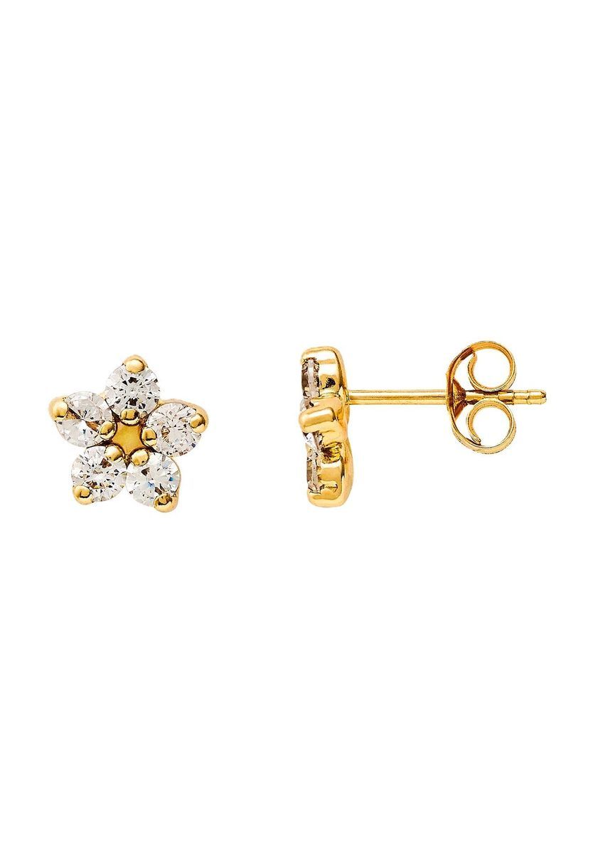Funkelnde Blumen-Ohrstecker mit Zirkonia