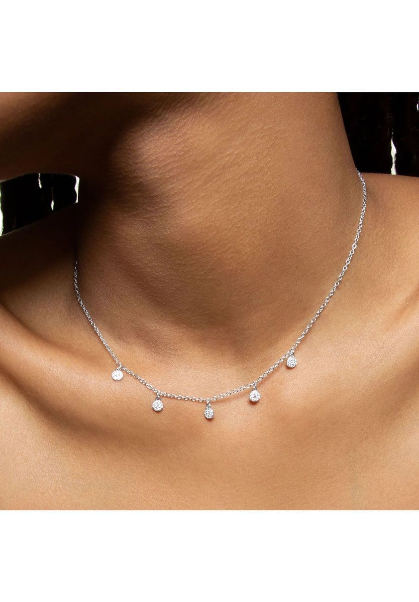 Elegante Sterling-Silber-Halskette mit Anhängern