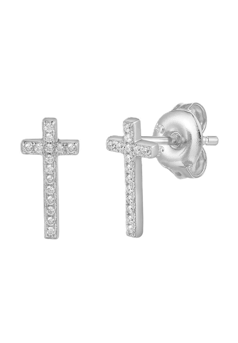 Funkelnde Kreuz-Ohrstecker mit Zirkonia