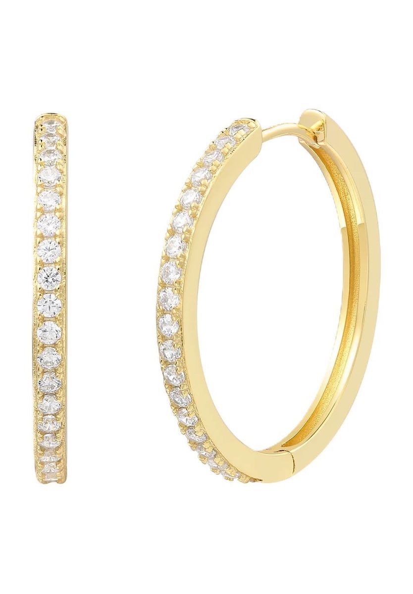 Elegante pavé-gefasste goldene Creolen
