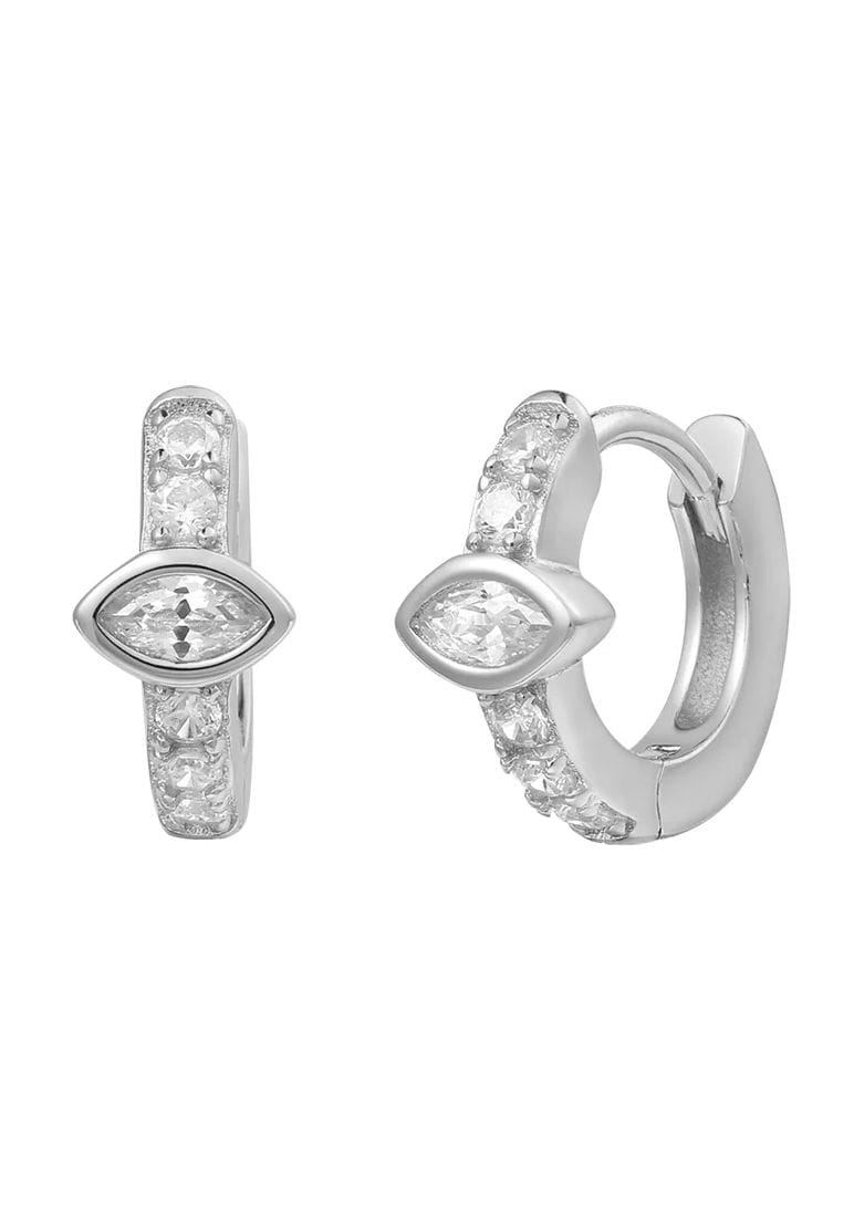 Silberne Evil-Eye Huggie Creolen
