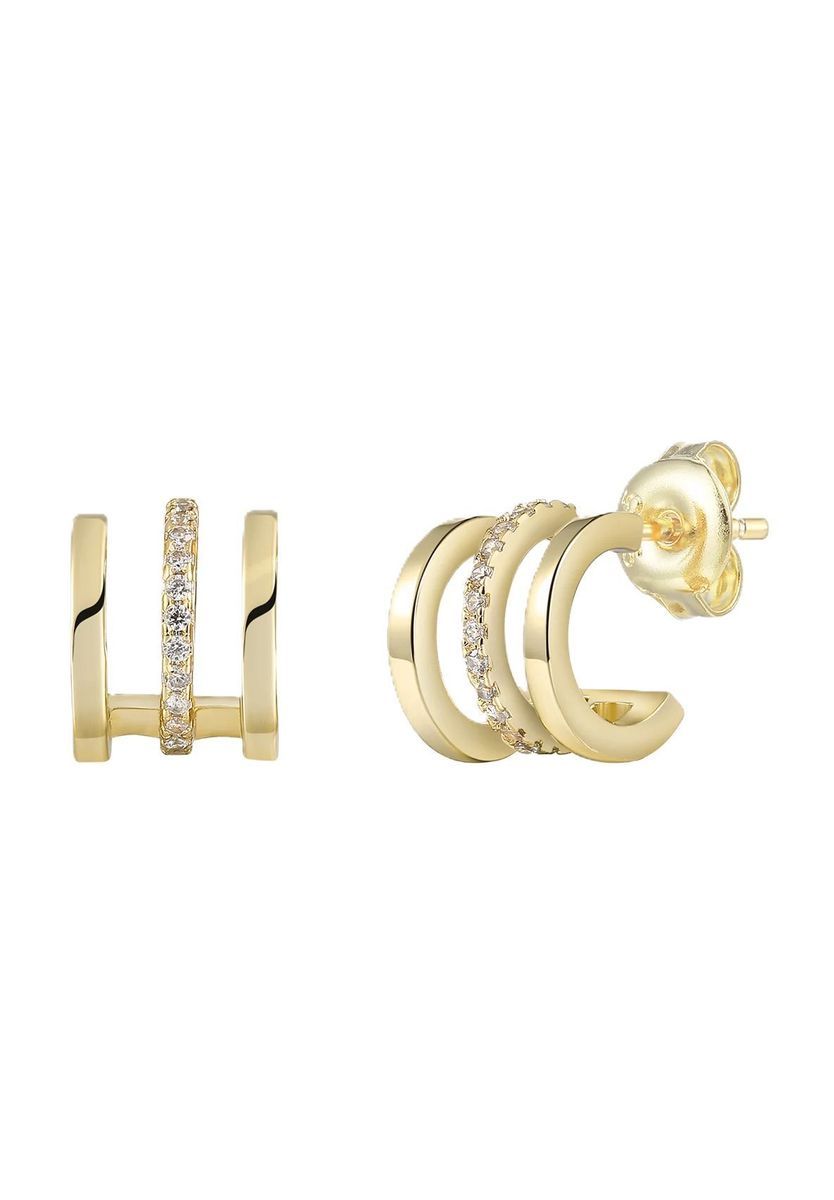 Dreireihige Cubic Zirkonia Ohrstecker