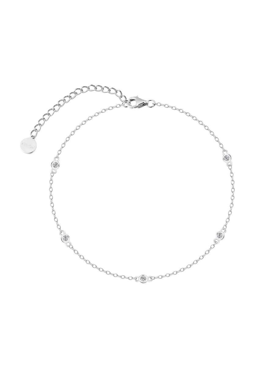 Zierliche Silber-Fußkette mit Zirkonia