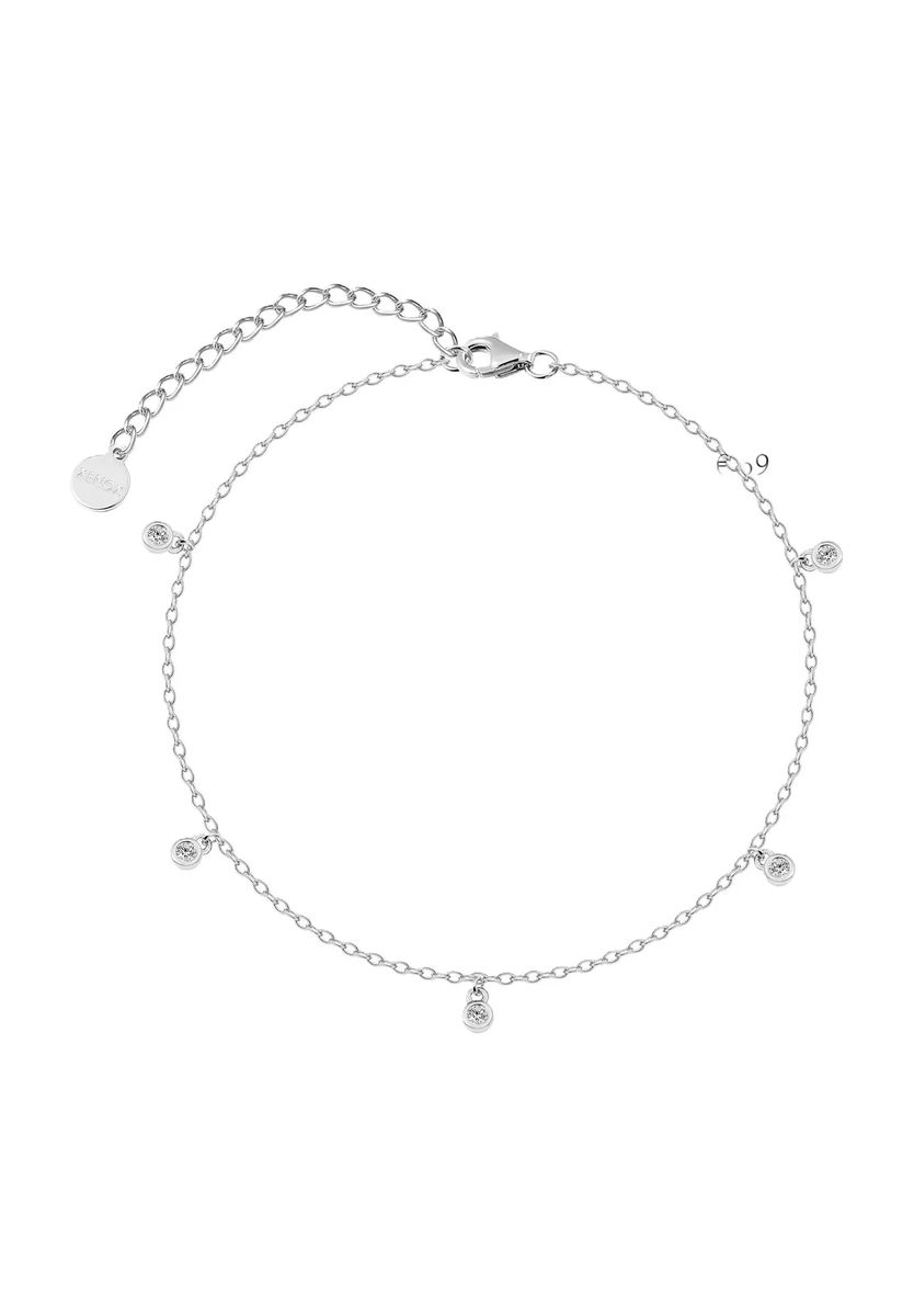 Zierliche Silber-Fußkette mit Zirkonia