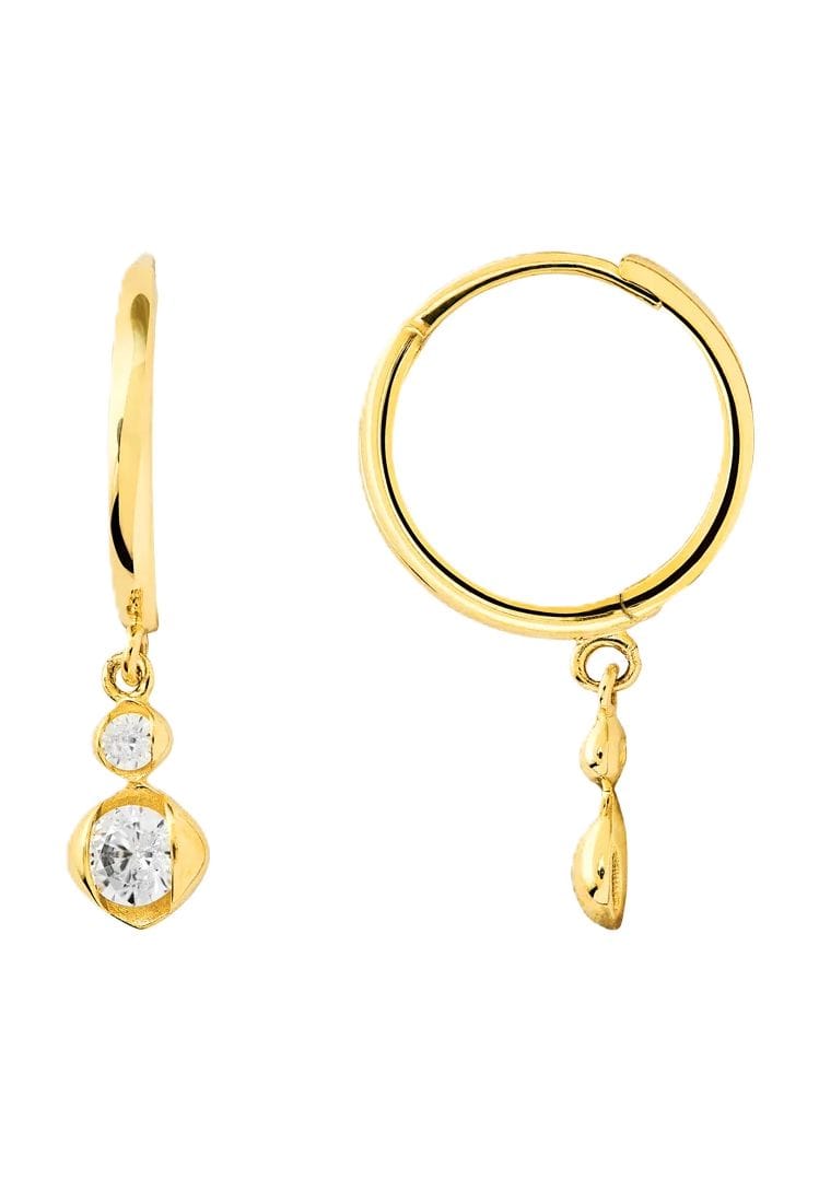 Goldcreolen mit Zirkonia-Anhängern