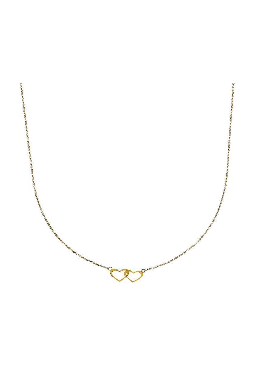Goldkette mit zwei ineinandergreifenden Herzen