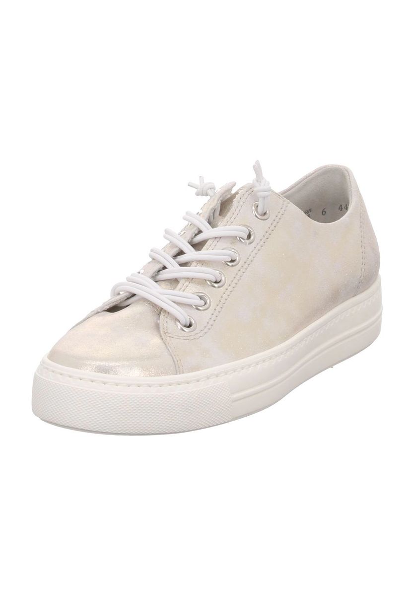 Metallic-Leder Sneaker mit Plateausohle