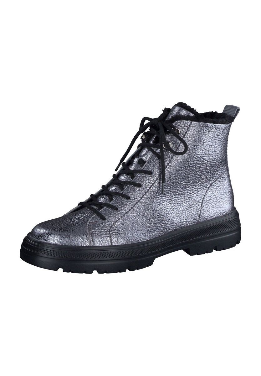 Metallische strukturierte Schnürstiefeletten