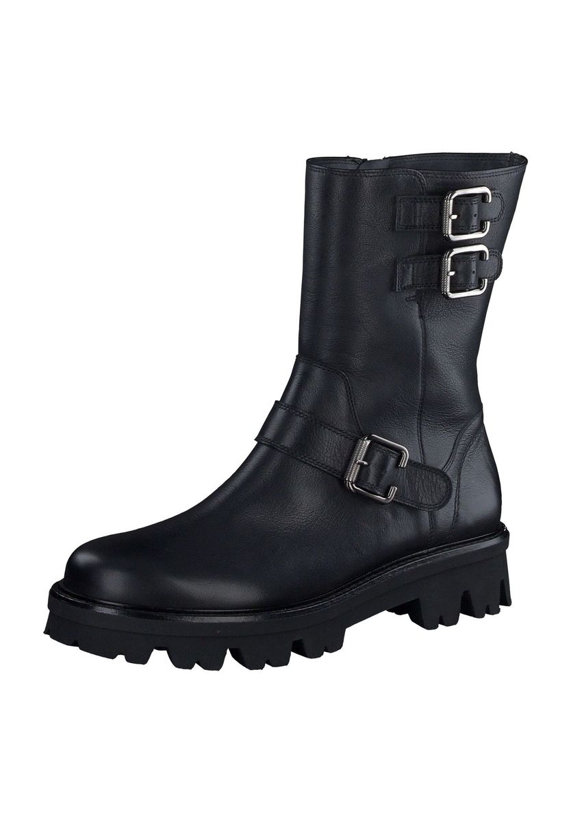 Biker-Boots aus Leder mit Schnallen