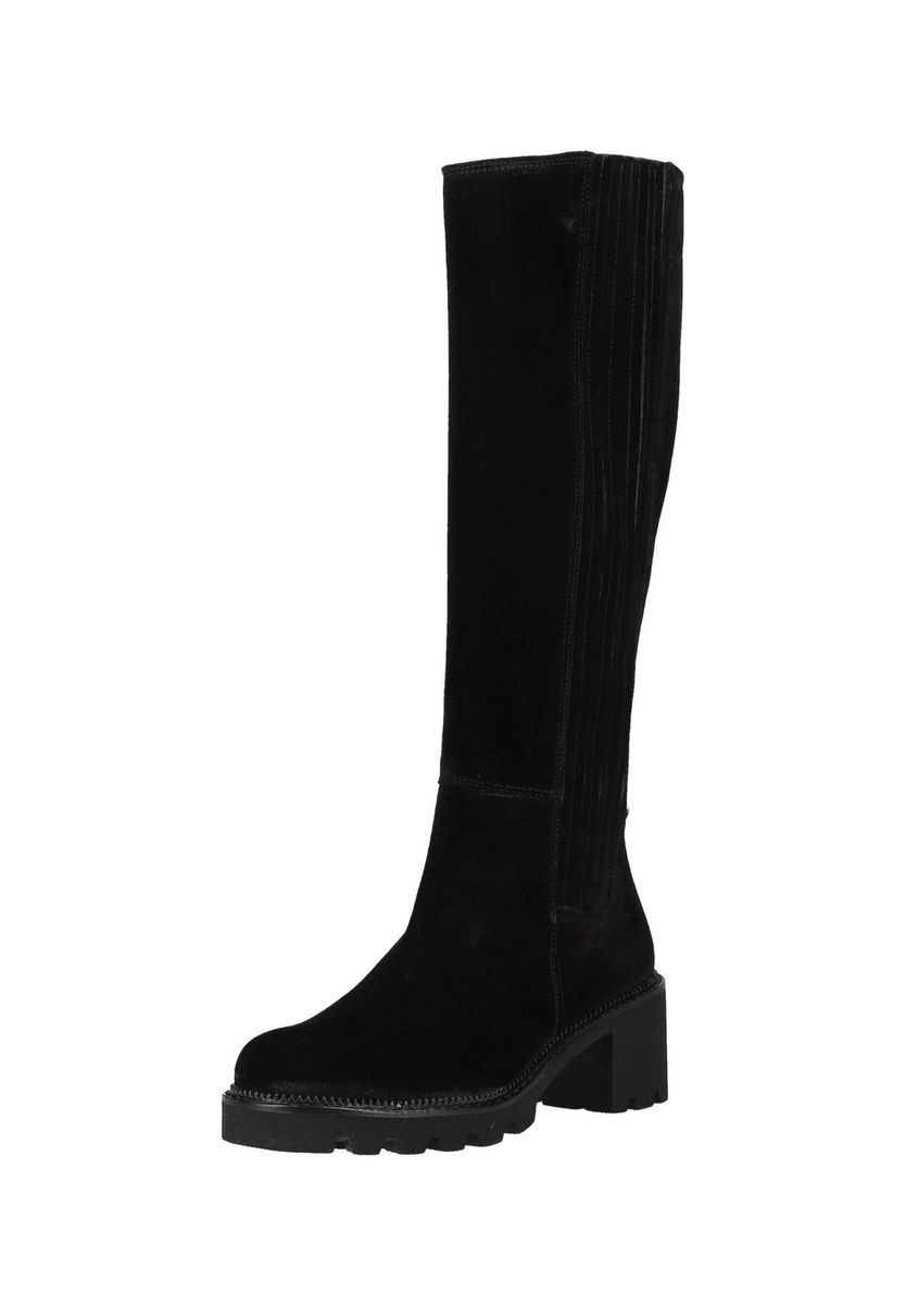 Kniehohe Velourslederstiefel mit Profilsohle