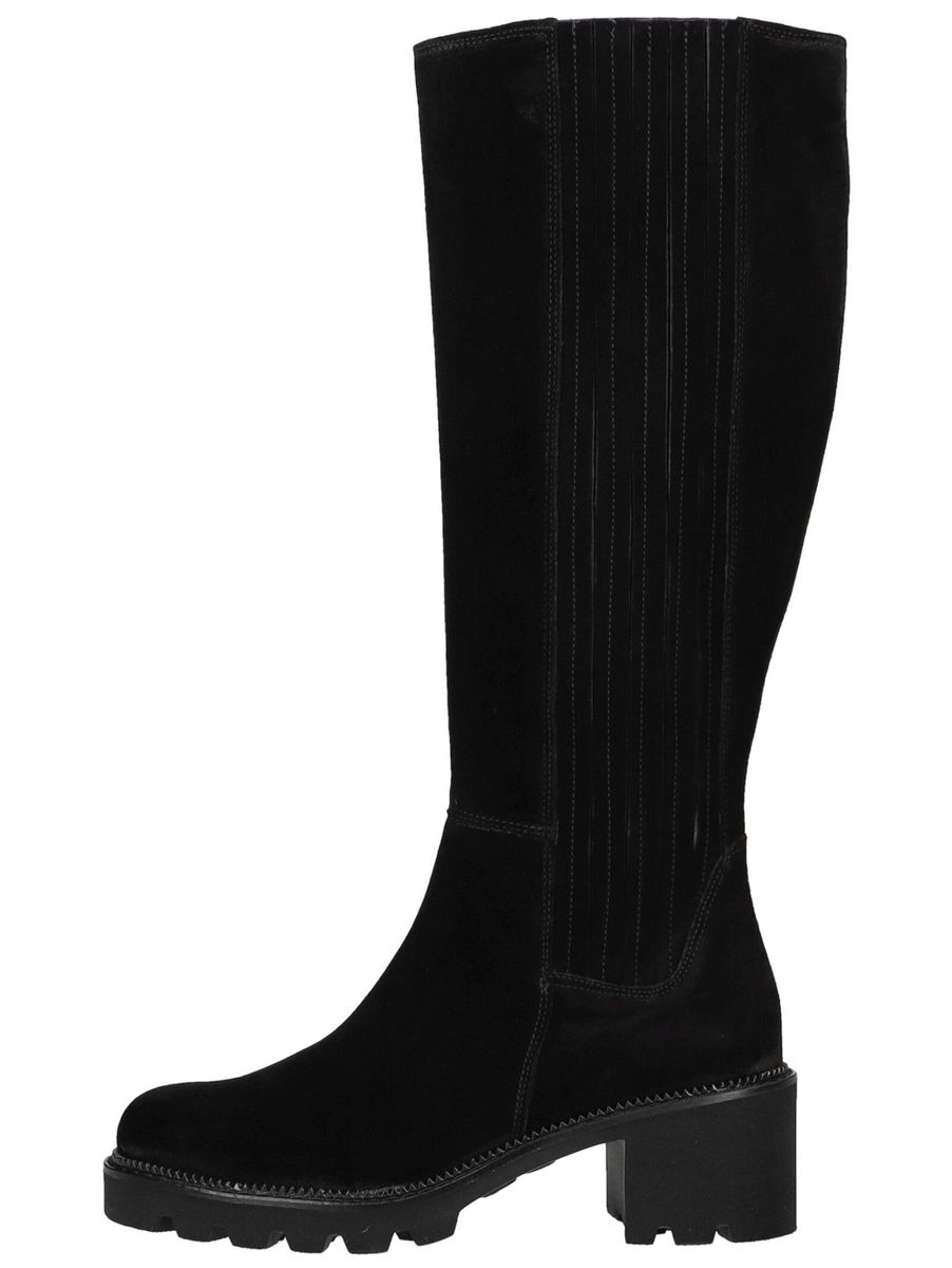 Kniehohe Velourslederstiefel mit Profilsohle