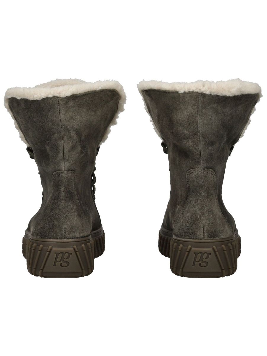 Schnürstiefelette mit Lammfellfutter aus Veloursleder