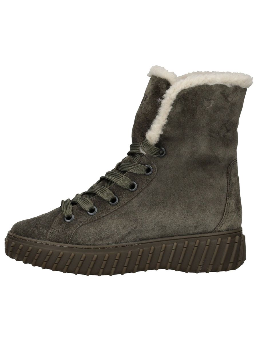 Schnürstiefelette mit Lammfellfutter aus Veloursleder