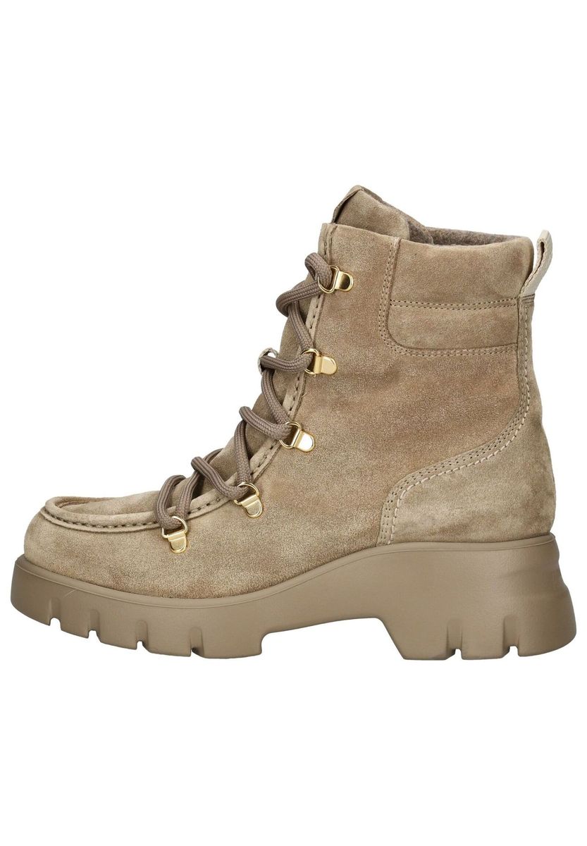 Veloursleder-Schnürstiefeletten mit Plateausohle