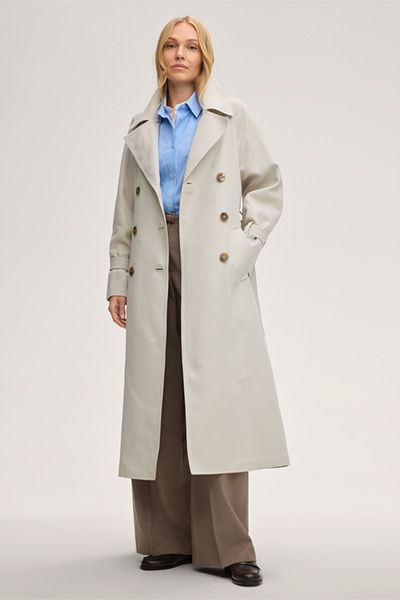 Doppelreihiger Trenchcoat aus Seidenmischung