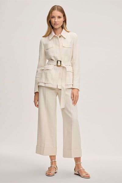 Strukturierte Hemdjacke mit Gürtel