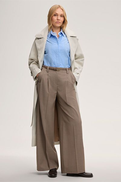 Baumwoll-Popeline-Hemdbluse mit Doppelmanschetten