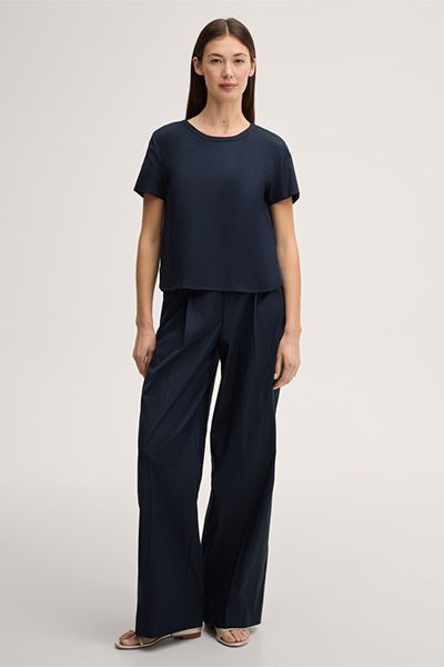 Kurzarm-Bluse aus Baumwoll-Popeline