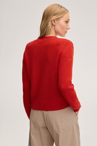 Strukturierter Kaschmirpullover mit Rundhalsausschnitt