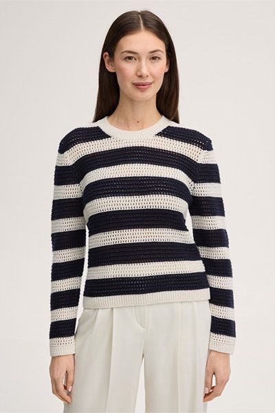 Gestreifter Woll-Kaschmir Strickpullover