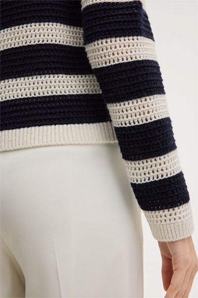 Gestreifter Woll-Kaschmir Strickpullover