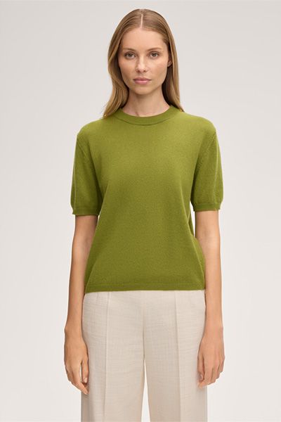 Kurzarm-Strickshirt aus reinem Kaschmir