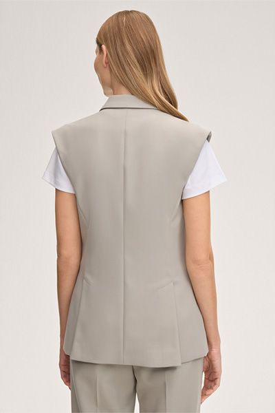 Zweireihige Crepe-Weste mit Revers