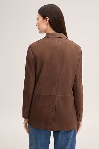 Klassischer Velourslederblazer mit Taschen