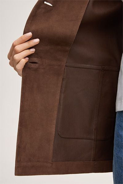 Klassischer Velourslederblazer mit Taschen