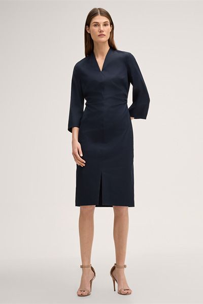 Tailliertes Midi-Etui-Kleid mit V-Ausschnitt