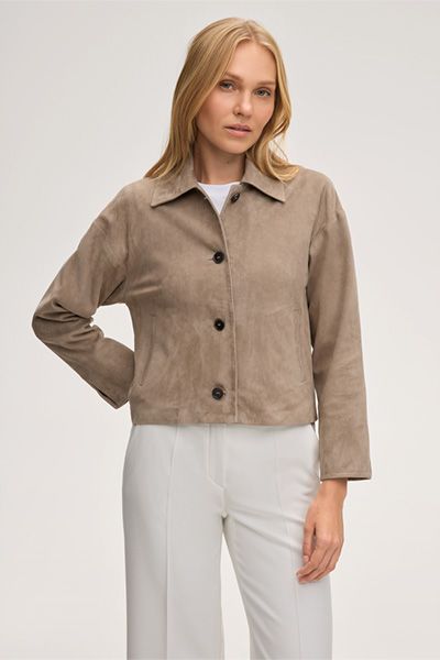 Weiche Hemdjacke aus Veloursleder