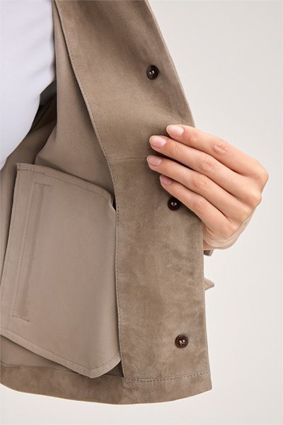 Weiche Hemdjacke aus Veloursleder
