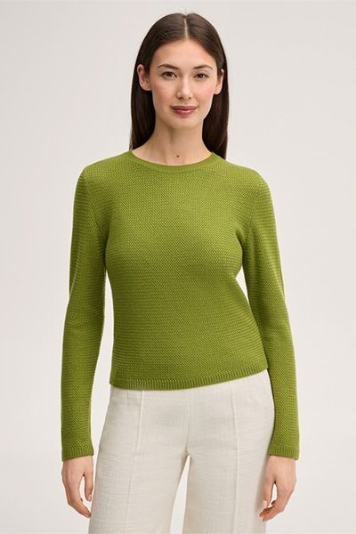 Strukturierter Merino-Rundhalspullover