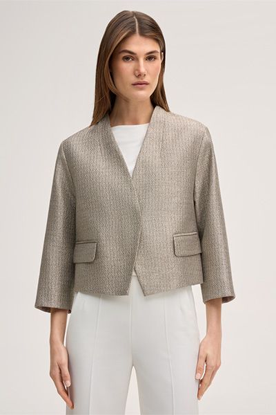 Eleganter verkürzter Metallic-Blazer-Cardigan