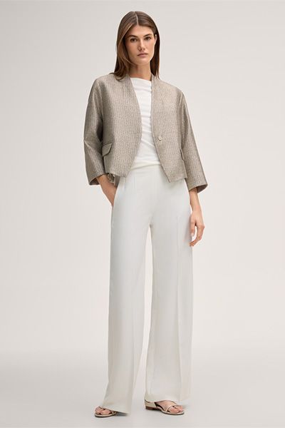 Eleganter verkürzter Metallic-Blazer-Cardigan