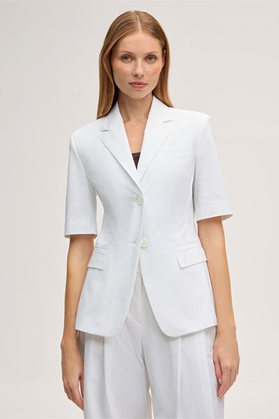 Kurzarm-Blazer aus Baumwoll-Gabardine