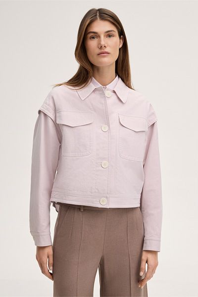 Gekürzte Baumwolljacke mit Lagen-Details