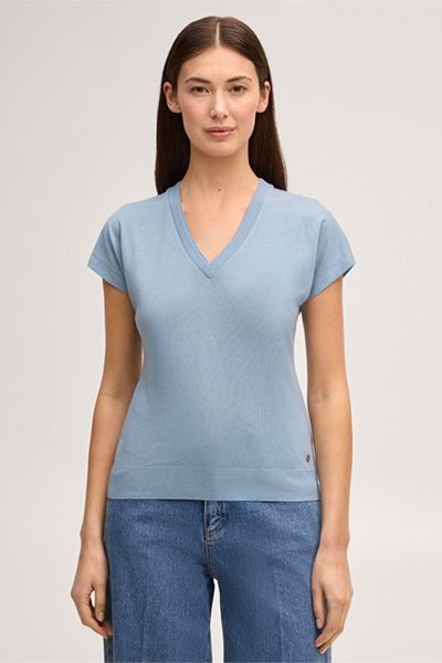 V-Ausschnitt Lyocell-Baumwoll Shirt