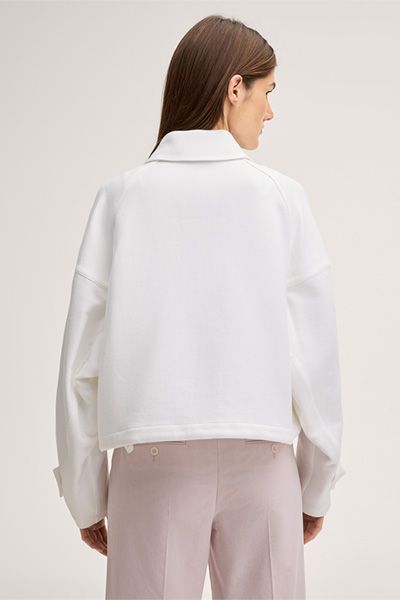 Verkürzte Blousonjacke aus Crêpe-Doubleweave