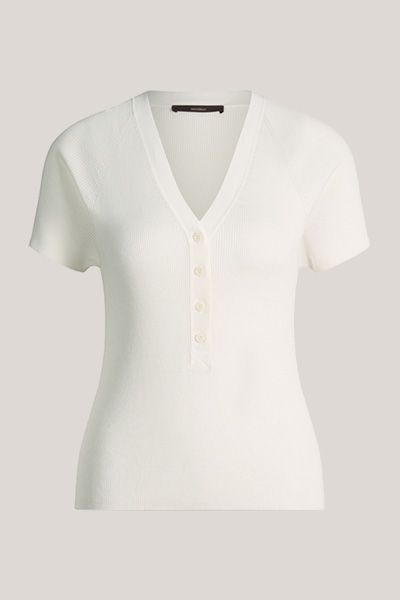Fein geripptes Strick-Henley-Shirt