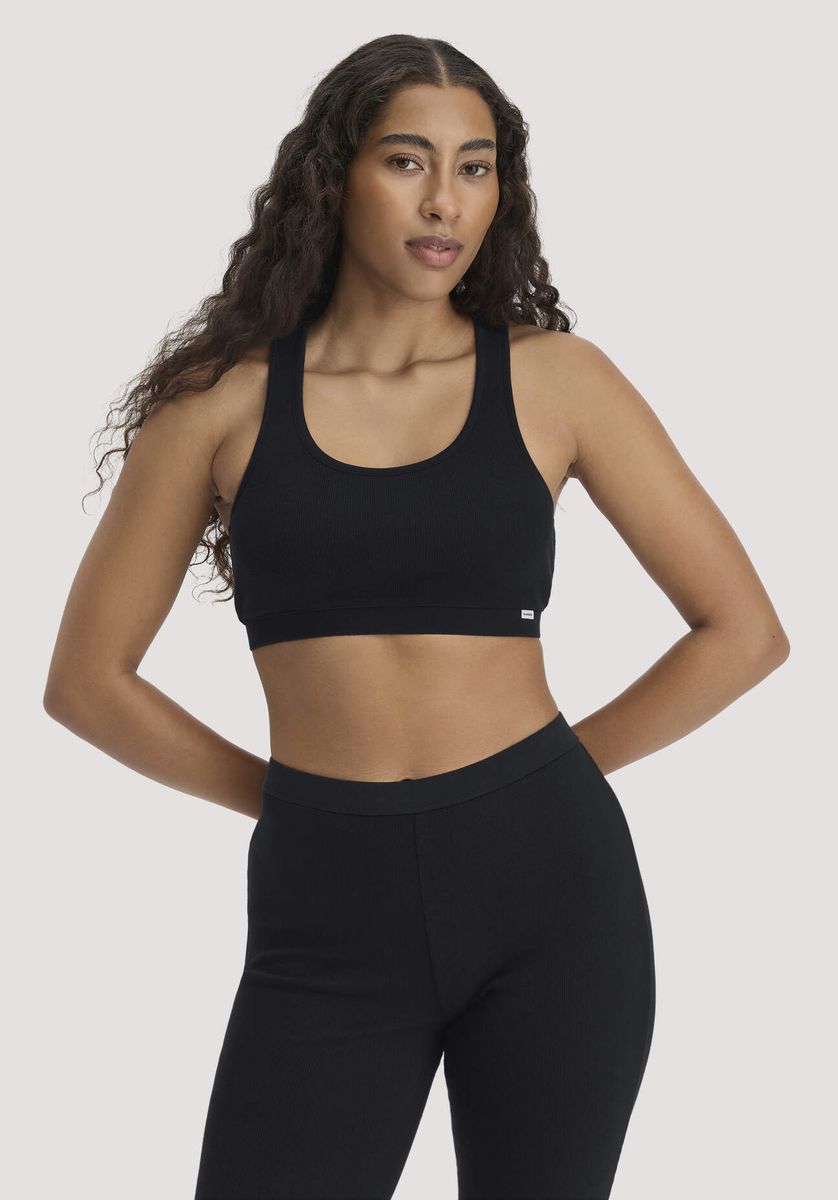 Geripptes Racerback-Bustier aus Bio-Baumwolle