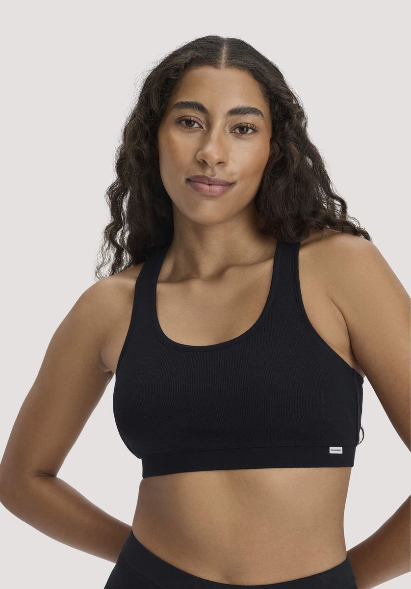 Geripptes Racerback-Bustier aus Bio-Baumwolle